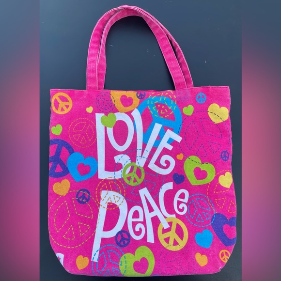 toys r us Bags Vintage Toys R Us Love Peace Tote Bag Pink Flowers